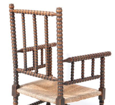 Jacobean Stained Beech Bobbin Armchair, 1900s-MY-1737152