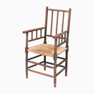 Jacobean Stained Beech Bobbin Armchair, 1900s-MY-1737152