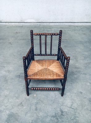 Jacobean Style Bobbin Armchair in Stained Beech, Netherlands, 1920s-RQV-1761602