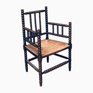 Jacobean Style Bobbin Armchair in Stained Beech, Netherlands, 1920s-RQV-1761602