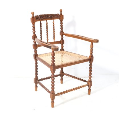 Jacobean Style Stained Beech Bobbin Armchair, 1900s-MY-1756775