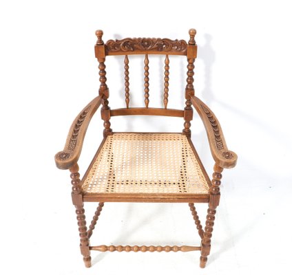 Jacobean Style Stained Beech Bobbin Armchair, 1900s-MY-1756775