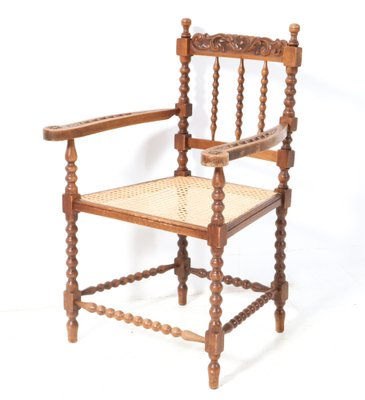 Jacobean Style Stained Beech Bobbin Armchair, 1900s-MY-1756775