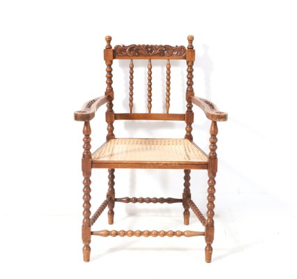 Jacobean Style Stained Beech Bobbin Armchair, 1900s-MY-1756775