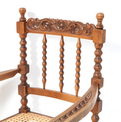 Jacobean Style Stained Beech Bobbin Armchair, 1900s-MY-1756775