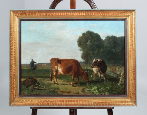 Jacquelart, Grazing Cows, 1890s, Oil on Canvas, Framed-ZLE-1450163