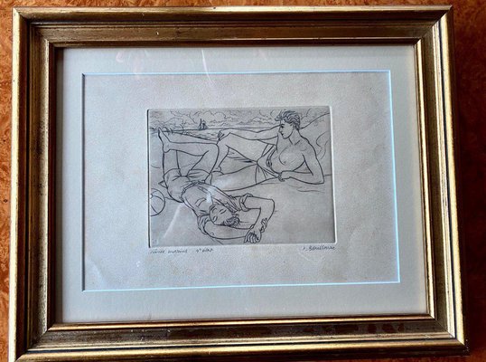 Jacques Boullaire, Composition, 20th Century, Engraving, Framed-DY-1804748