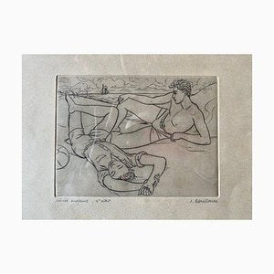 Jacques Boullaire, Composition, 20th Century, Engraving, Framed-DY-1804748