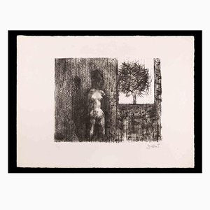 Jacques Busse, Nude Woman With Tree, Original Lithograph, Mid 20th-Century-ZCI-1266738