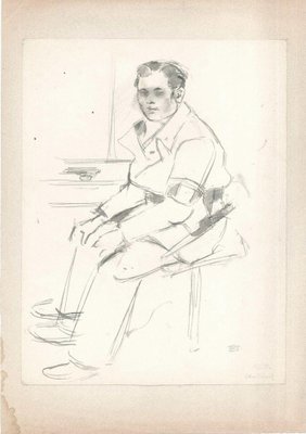 Jacques Hirtz, Soldier, Original Drawing in Pencil, 20th Century-ZCI-1758839