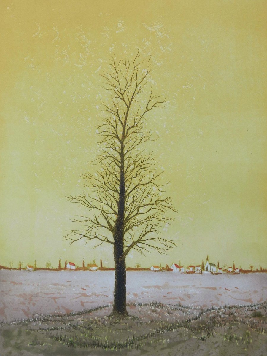 Jacques Joachim Jean Rigal, French Paysage d'Ile de France, Tree, 20th-Century, Lithograph