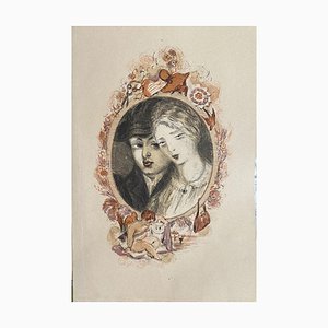 Jacques Marie Gaston Onfroy de Bréville, Woman Portrait, Lithograph on Paper, 20th Century-ZCI-1788720