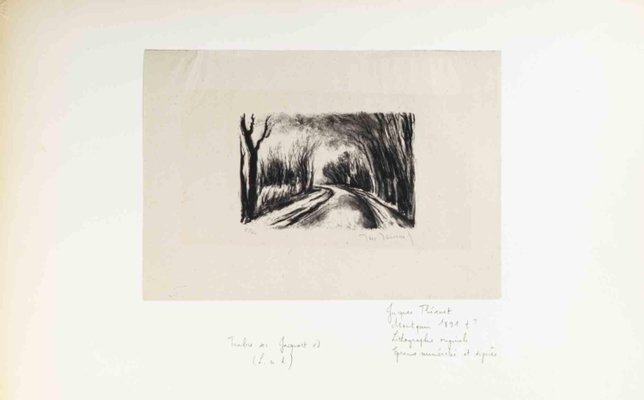 Jacques Thévenet, The Road with Trees, Lithograph, Early 20th Century-ZCI-2025345