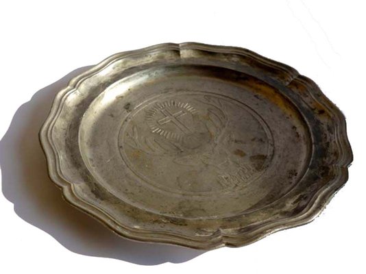 Jagermeister Advertising Liquor Pewter Plate, 1950s-GKB-840718