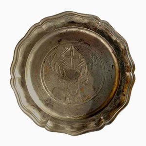 Jagermeister Advertising Liquor Pewter Plate, 1950s-GKB-840718