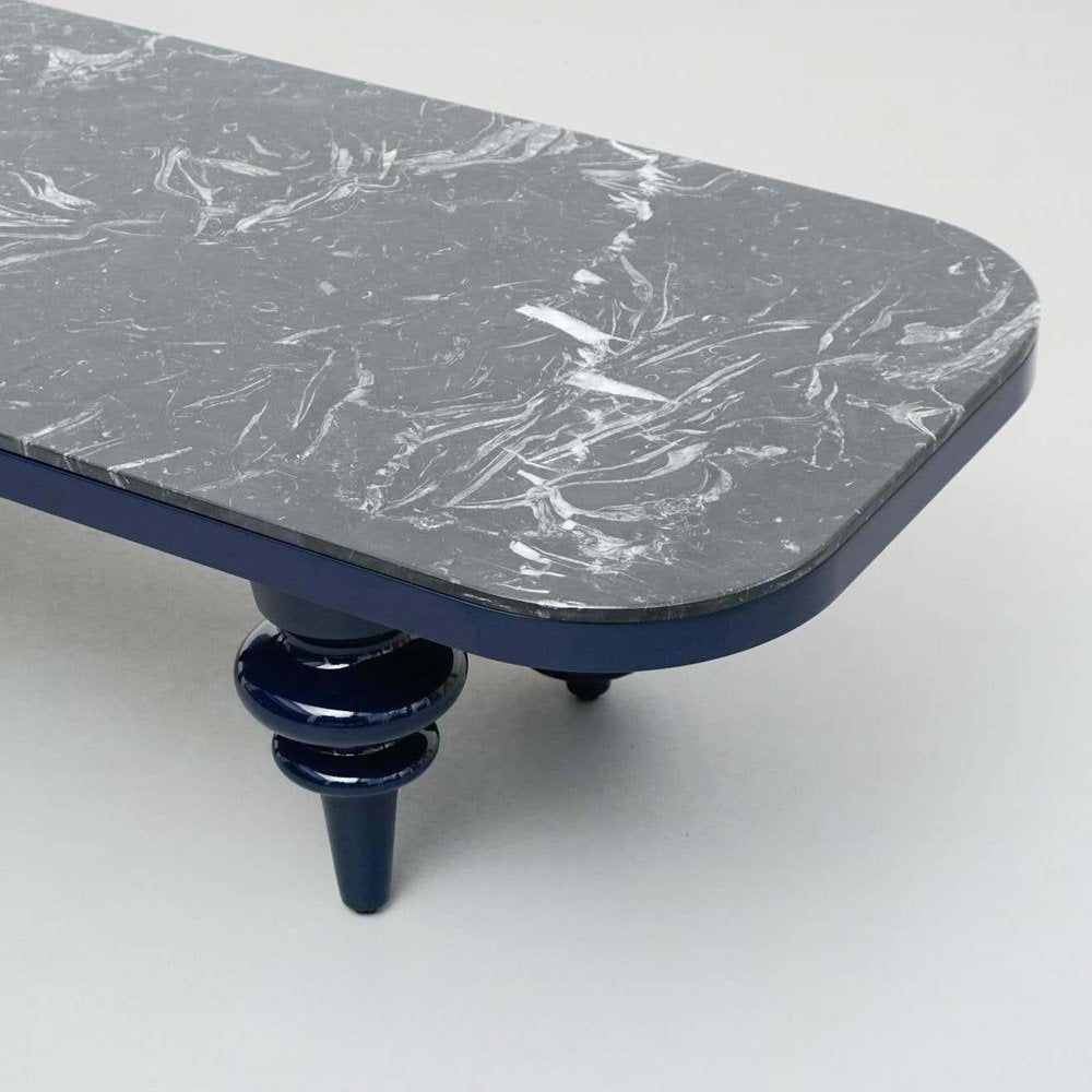 Jaime Hayon Black and Blue Marble Multileg Low Table attributed to Bd Barcelona