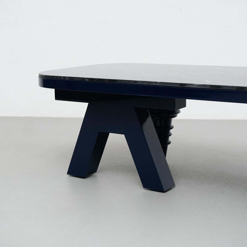 Jaime Hayon Black and Blue Marble Multileg Low Table attributed to Bd Barcelona