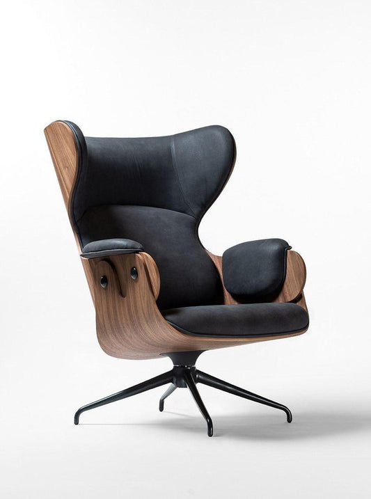 Jaime Hayon, Contemporary, Playwood Walnut Black Upholstery Lounger Armchair