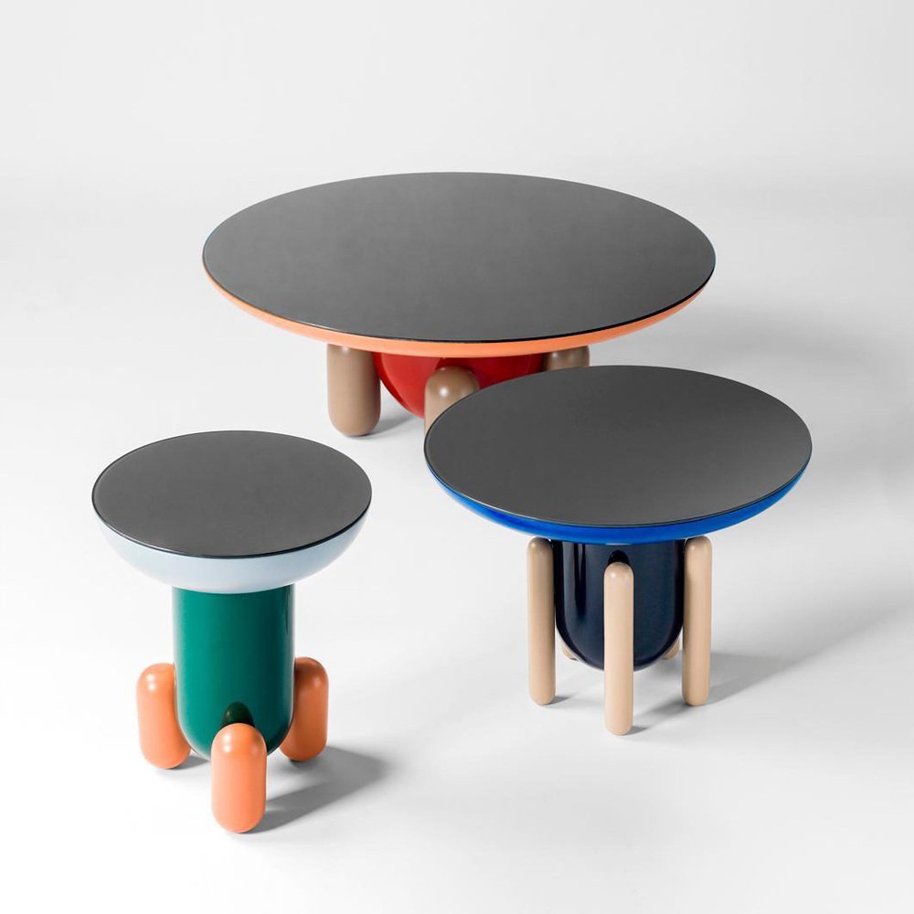 Jaime Hayon Dark & Light Grey Explorer #03 & #01 Tables by Bd Barcelona, Set of 2