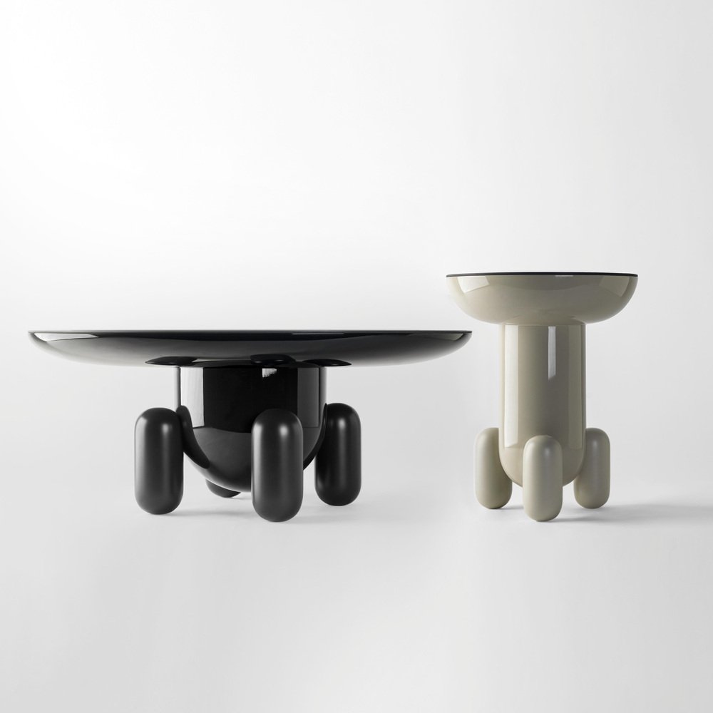 Jaime Hayon Dark & Light Grey Explorer #03 & #01 Tables by Bd Barcelona, Set of 2