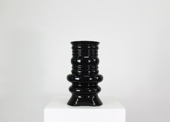 Jaipur Vase in Black Enamelled Ceramic by Sergio Asti, 1980s-IVC-2020334