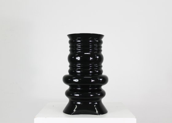 Jaipur Vase in Black Enamelled Ceramic by Sergio Asti, 1980s-IVC-2020334