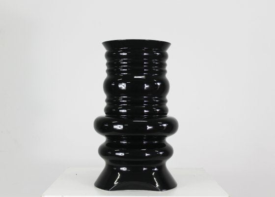 Jaipur Vase in Black Enamelled Ceramic by Sergio Asti, 1980s-IVC-2020334