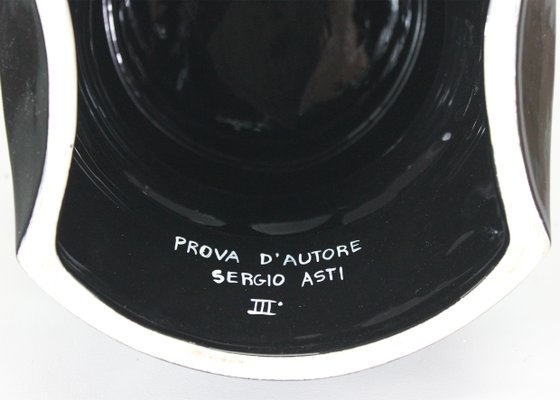 Jaipur Vase in Black Enamelled Ceramic by Sergio Asti, 1980s-IVC-2020334