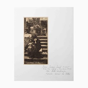 James Tissot, Girl and Child, Original Etching, Late 19th Century-ZCI-1379547