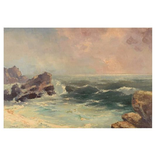 Jan B. Pospisil, Oil on Canvas, Coastal Motif, Mid-20th Century