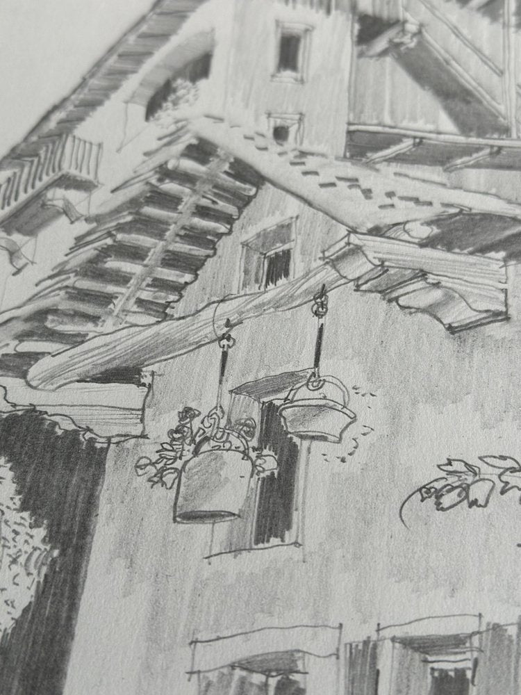 Jan Kristofori, Swiss Motives/Tessin Houses, Original Pencil Sketches, Set of 3