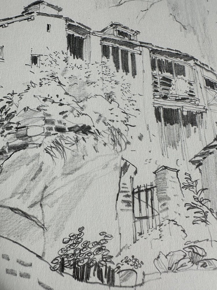 Jan Kristofori, Swiss Motives/Tessin Houses, Original Pencil Sketches, Set of 3