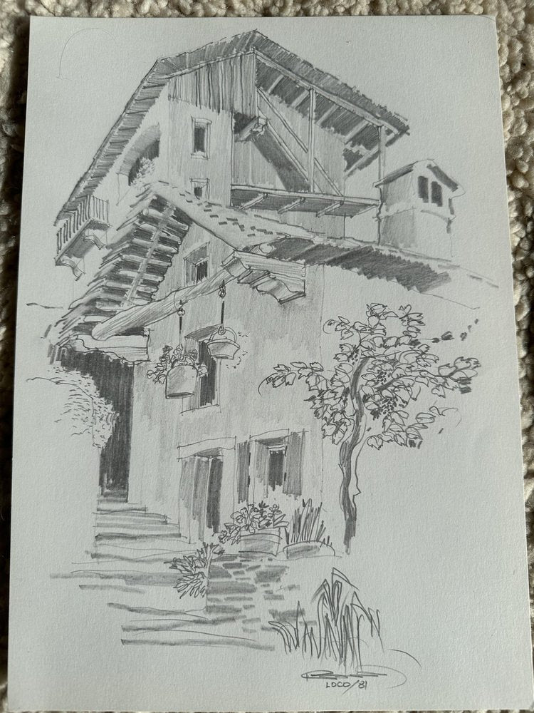 Jan Kristofori, Swiss Motives/Tessin Houses, Original Pencil Sketches, Set of 3