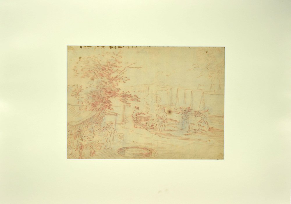 Jan Peeter Verdussen, Landscape, Sanguine Drawing, 18th Century