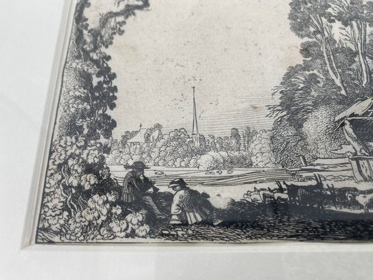 Jan Va De Velde, Genre Scene of a Landscape with a Hut, Netherlands, 1616, Paper, Framed-CZ-2018339