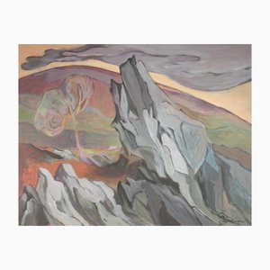 Jan Van Evelingen, Rock Landscape, Acrylic on Paper-PLT-1148258