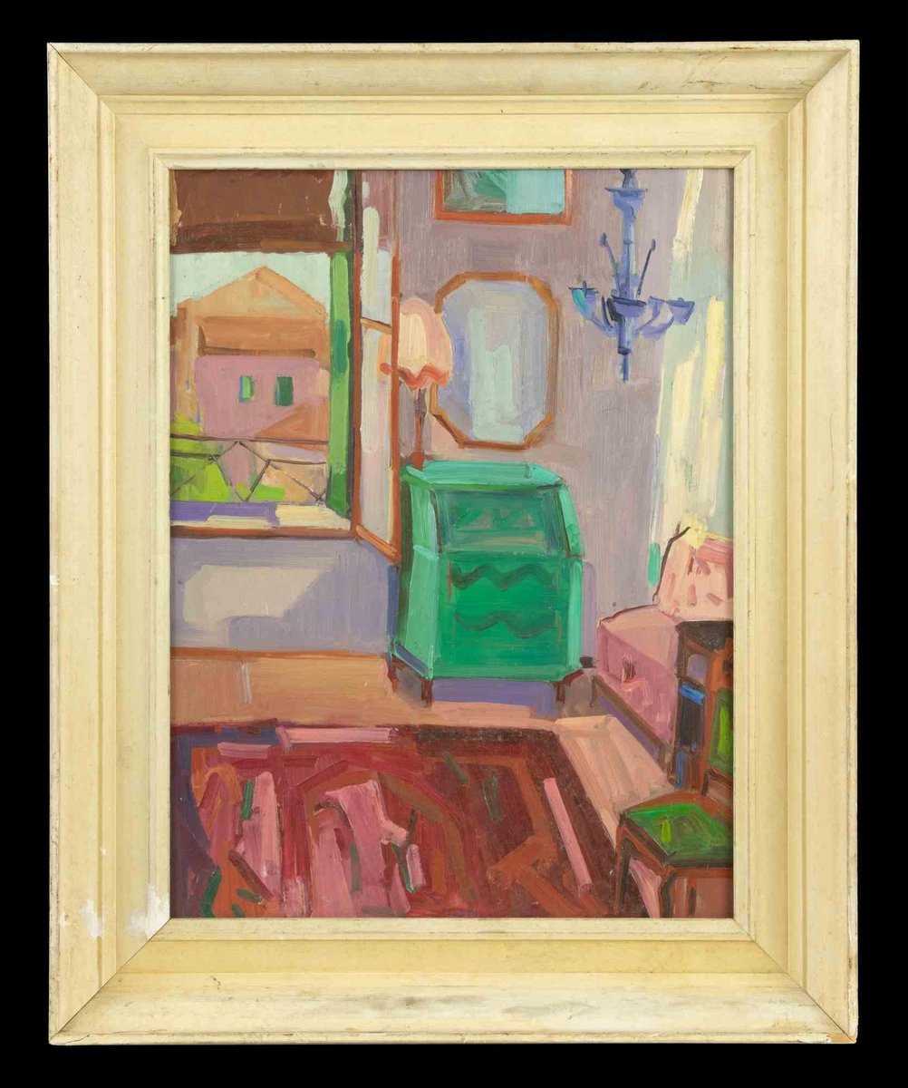 Jane Levy, Bedroom, Oil on Board, Mid-20th Century