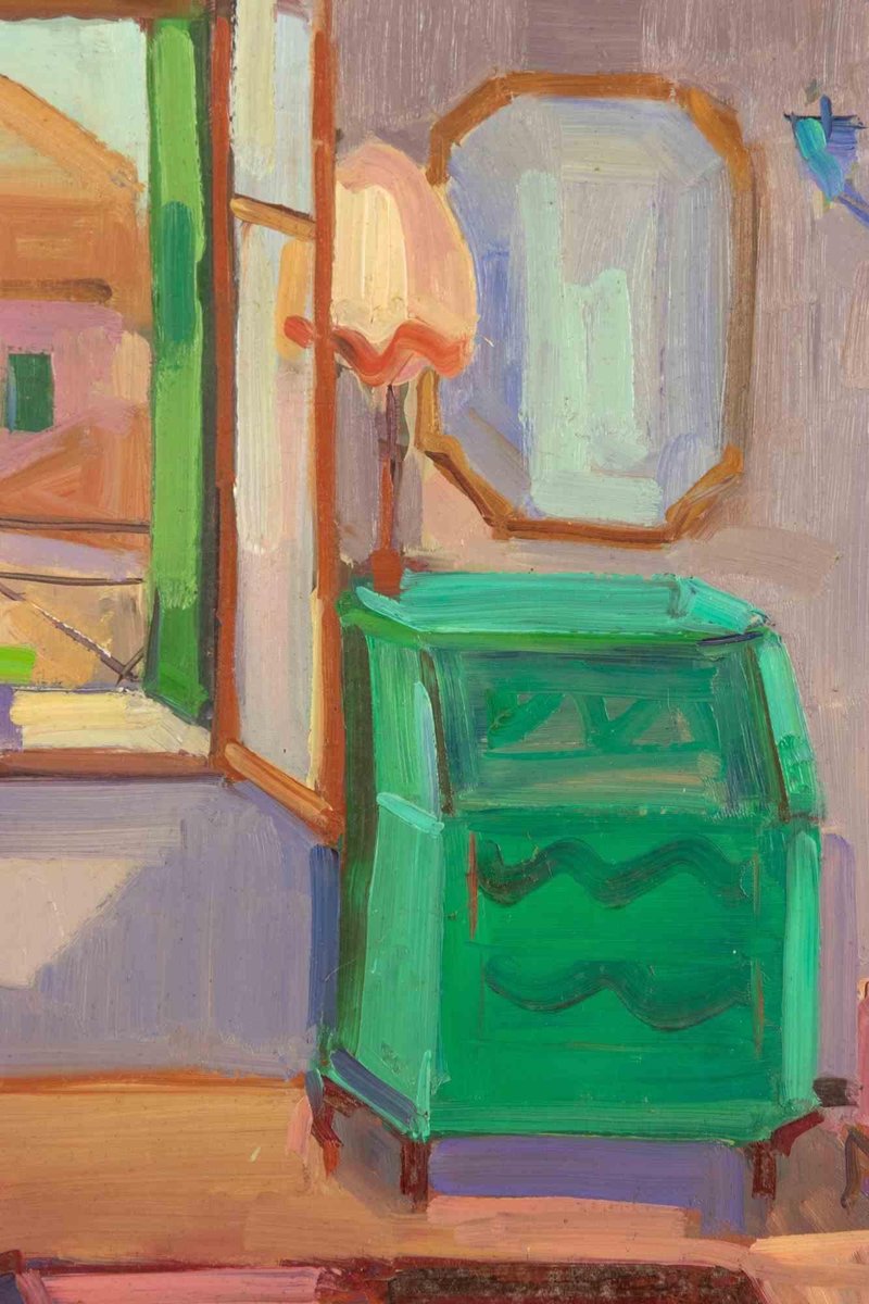 Jane Levy, Bedroom, Oil on Board, Mid-20th Century