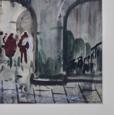 Janis Brekte, Old Riga, 1971, Watercolor, Framed-WMV-1129713