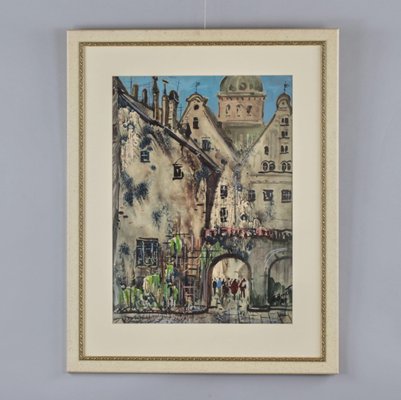 Janis Brekte, Old Riga, 1971, Watercolor on Paper, Framed-WMV-1127663