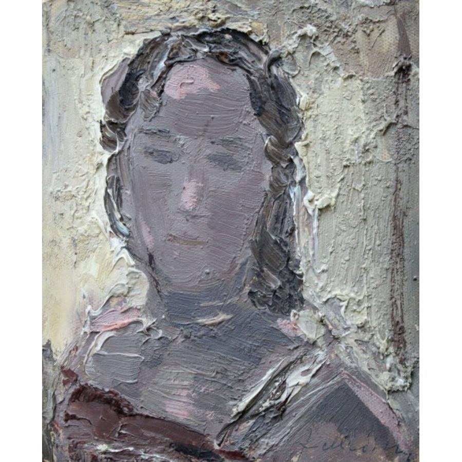 Janis Mednis, Women's Portrait, 1960s, Oil on Cardboard