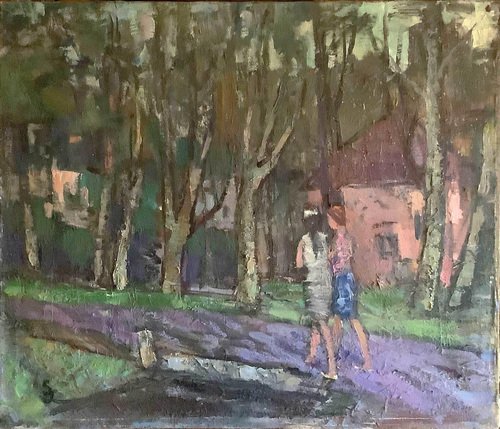 Janis Sudmalis, On a Walk in the Park, Painting on Canvas