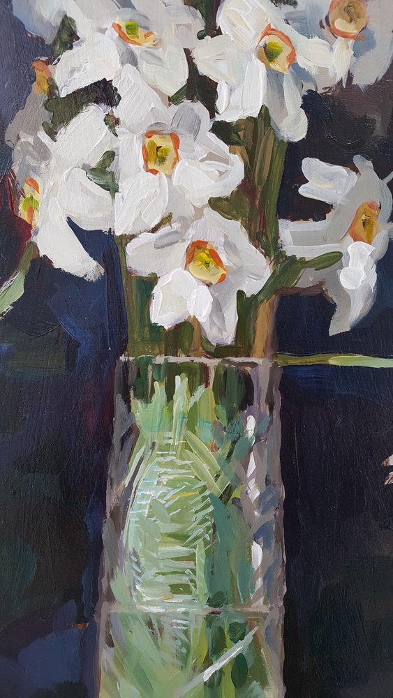 Janusz Szpyt, Daffodils, Oil on Board, 2014