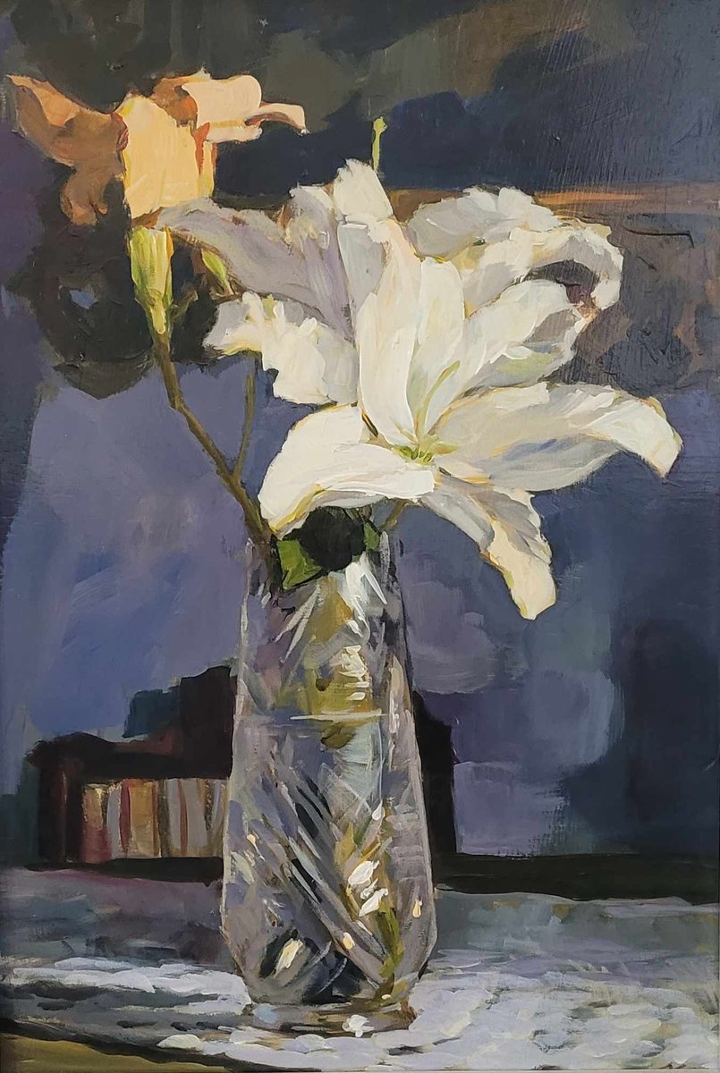 Janusz Szpyt, Lilies, Acrylic Painting, 2013