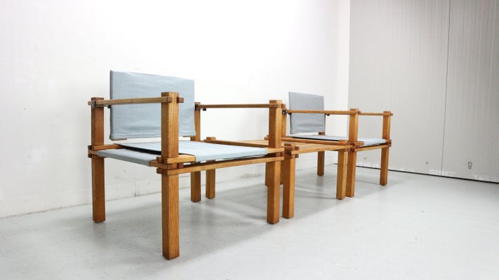 Japandi Safari Armchairs and Table attributed to Gerd Lange, 1965, Set of 3-DT-2026275