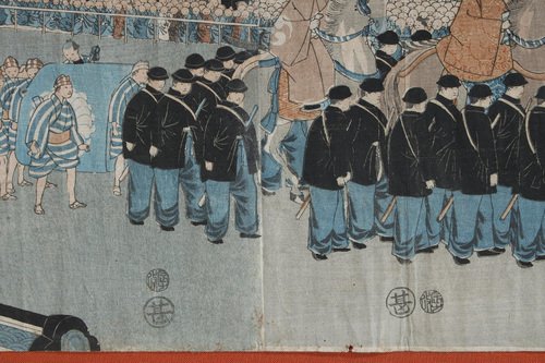 Japanese Artist, Oban Tate-E Scenes, Prints, 1880, Set of 9