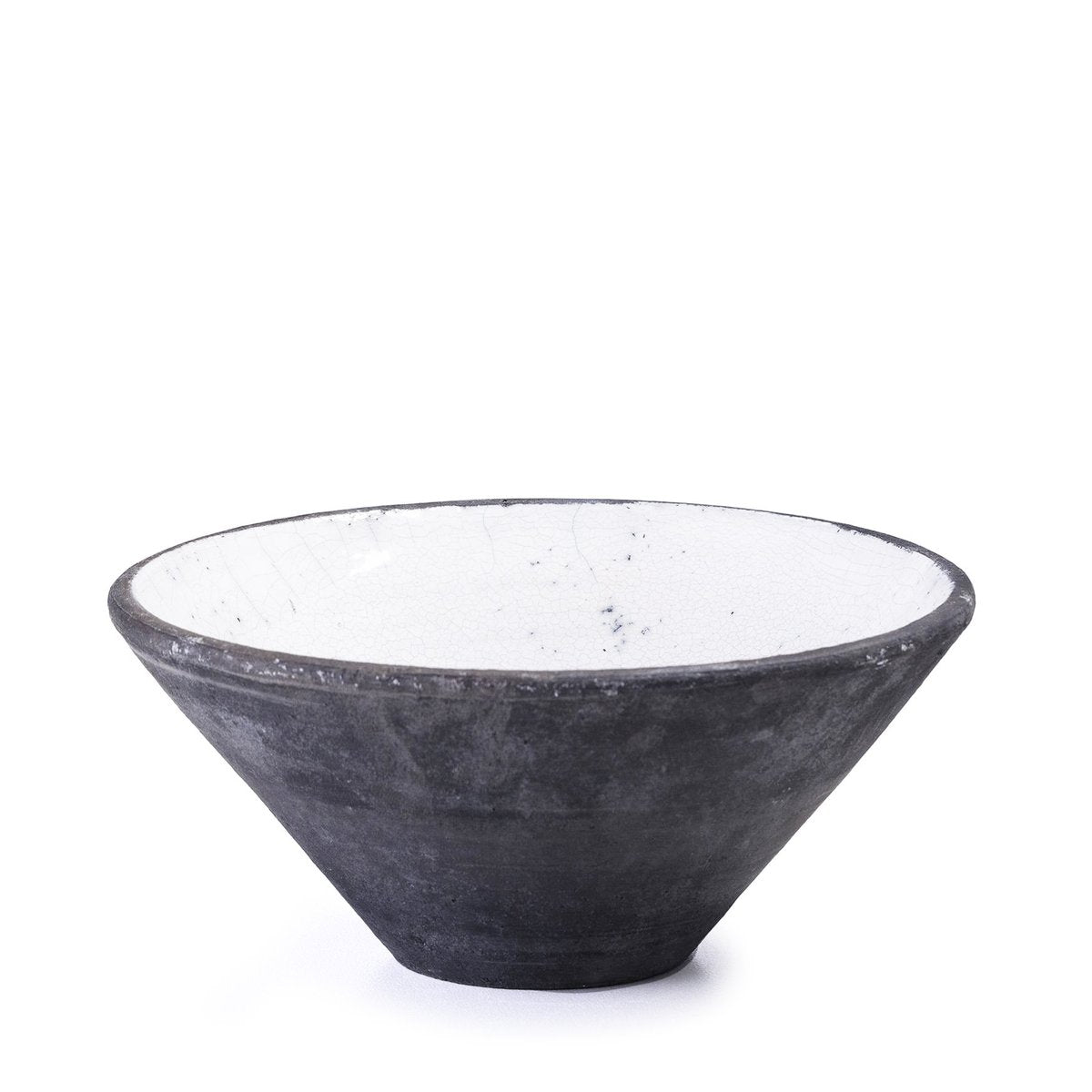 Japanese Black & White Raku Ceramic Bowl from Laab Milano