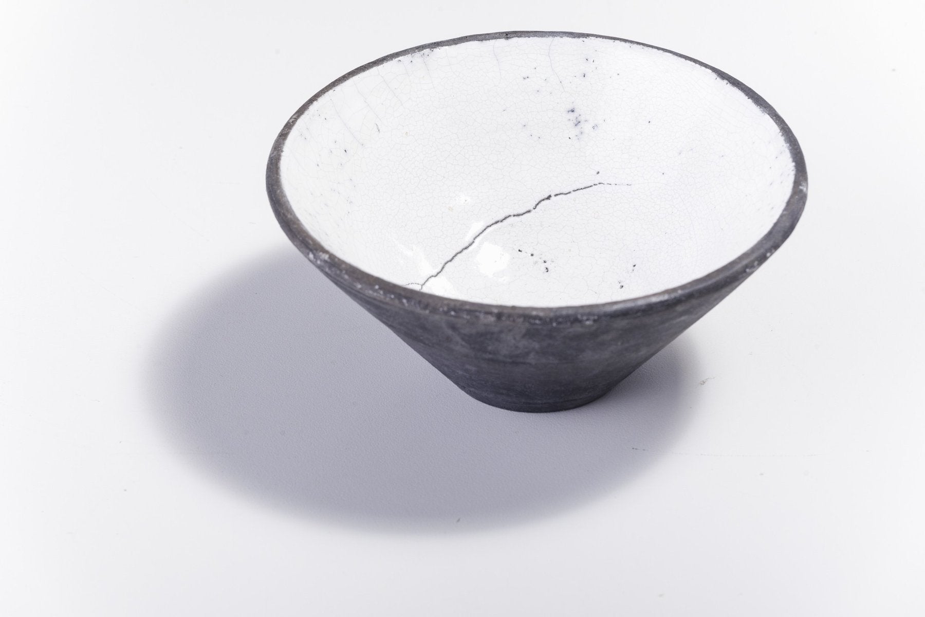 Japanese Black & White Raku Ceramic Bowl from Laab Milano