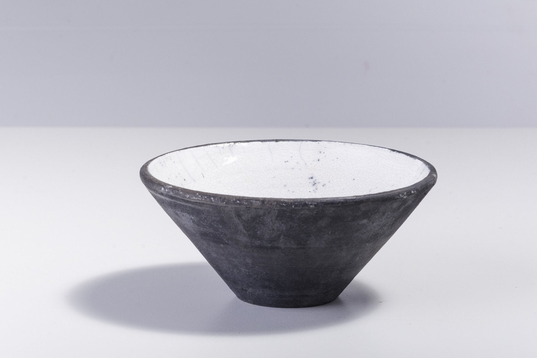 Japanese Black & White Raku Ceramic Bowl from Laab Milano