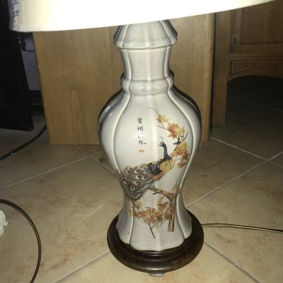 Japanese Ceramic Table Lamp with Peacock Motif-WQQ-1704802